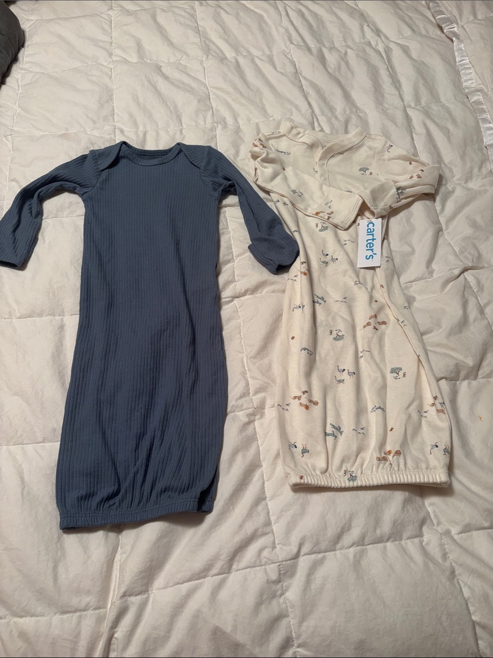 Carter's Navy Ribbed & Cream Animal-Print Sleep Gown Set